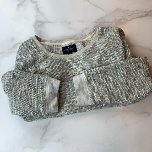 American Eagle Gray White Sweater Gold Shimmer - Picture 1 of 4